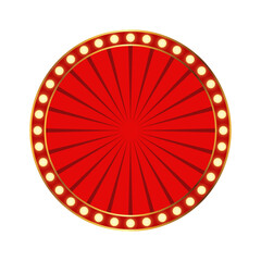Red sunburst circle with radiating lines, spotlight effect, bold retro style, perfect for backgrounds, comics, posters, pop art, energetic themes, vintage or dynamic visuals.