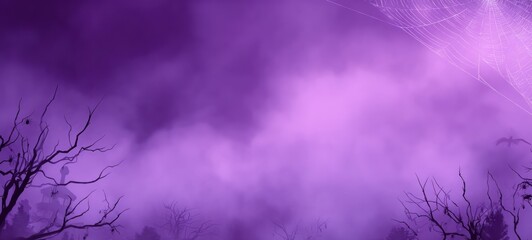 Purple Halloween scary with spooky forest background.