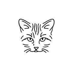 Vector art of cat face isolated on white background, a cute and simple animal portrait