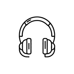 Vector art of headphone icon, simple outline design isolated on white background