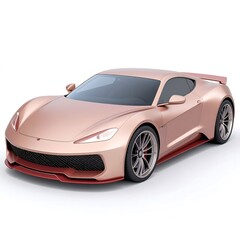 Fototapeta premium Sleek rose gold sports car concept vehicle with aerodynamic design. Futuristic luxury coupe isolated on a clean white background. 3D render.