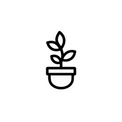 Illustration of a plant in a pot isolated on white background for your design