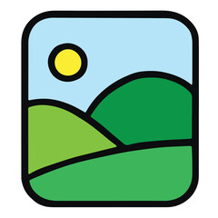 Minimalist Landscape Outline Illustration in Simple Line Art Style