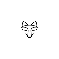 Vector art of minimalist fox head icon isolated on white background, a wild animal symbol