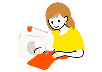 ミシンを触る女性