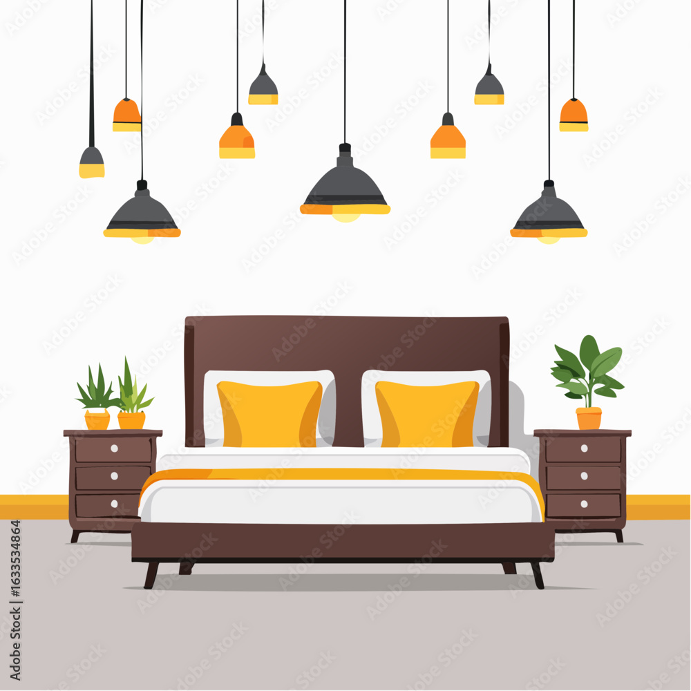 Poster stylish overhead lamp cluster creating a cozy atmosphere, suitable for cafe branding, app ui mockups