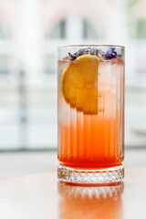 Refreshing summer lemonade with orange and lemon slices