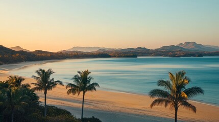 Panoramic beach sunrise