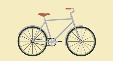 Simplified bicycle illustration with thin gray frame and light brown seat