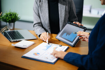 Business People Planning Strategy Analysis from financial document report, Office Concept