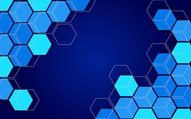 Futuristic Blue Tech Hexagon Background