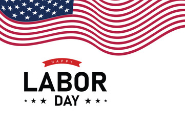 Happy Labor Day modern typography design with a USA flag vector illustration background. Labor day editable social media banner, poster, greeting card