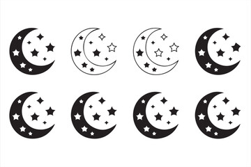 Fototapeta premium Sleep and Dream Icons – Vector Moon and Star Illustrations