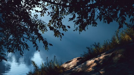 Majestic Tree with Lush Green Leaves Gently Swaying in the Soft Breeze Under a Clear Blue Sky Creating a Peaceful and Inviting Natural Scene