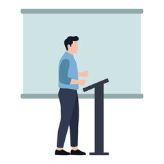 Man Giving a Presentation at Podium Illustration