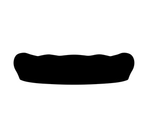 Black silhouette of abstract object with wavy top edge and curved base