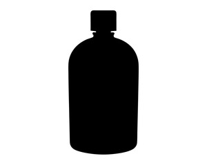 Silhouette of a bottle with a rounded body and square cap