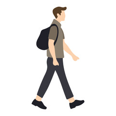 Man Walking with Backpack Illustration