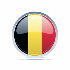 Fototapeta premium Modern round Belgium flag emblem showcasing black, yellow, and red vertical stripes, perfect for event signage, museum materials, and diplomatic outreach 