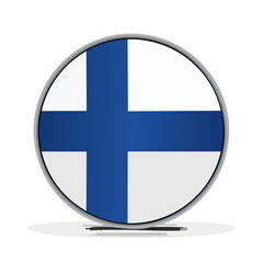 Fototapeta premium Polished flag circle showcasing the Finnish flag’s identity, suitable for posters, newsletters, and cultural promotion projects 