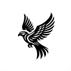 Obraz premium Stylized Black Hawk in Flight Silhouette.