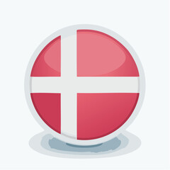 Fototapeta premium Sleek round Denmark flag badge suitable for NGO reports, newsletters, and promotional visuals celebrating Danish culture 