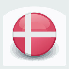 Obraz premium Polished circular Denmark flag icon designed for branding collateral, expo booths, and cross-cultural campaigns 