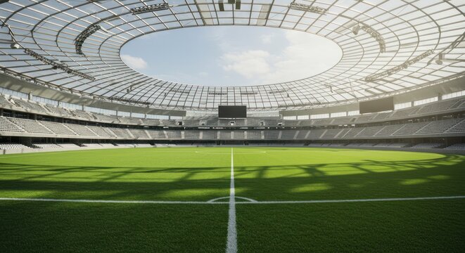 Panoramic view of a modern sports arena, offering a glimpse of architectural brilliance