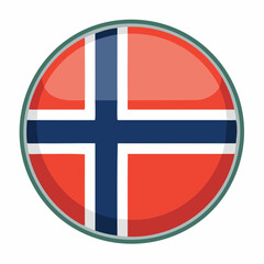 Obraz premium Modern round flag emblem displaying Norway’s national colors, perfect for tourism marketing, embassy materials, and heritage promotion 