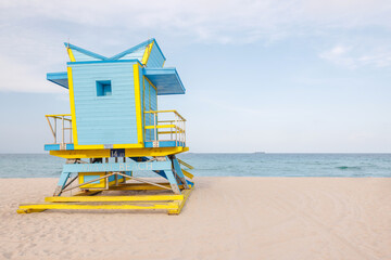 Colorful lifeguard tower on Miami Beach