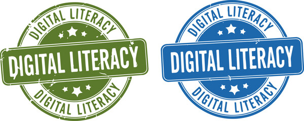Obraz premium Digital Literacy Grunge Stamp Vector Set