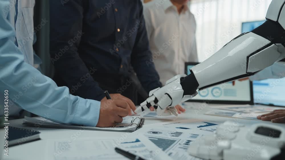 Poster a corporate team using ai-driven analytics to track market changes and refine financial forecasting 
