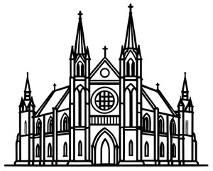 Ancient Gothic Cathedral with Stained Glass & Stone Carvings