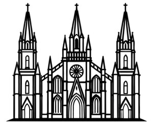 Fototapeta premium Ancient Gothic Cathedral with Stained Glass & Stone Carvings