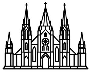 Fototapeta premium Ancient Gothic Cathedral with Stained Glass & Stone Carvings