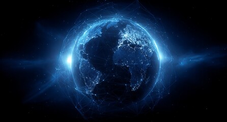 Earth, network, glowing, digital