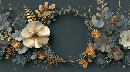 Elegant oval wreath adorned with feathers pinecones and dried botanicals on a dark background