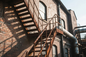Aged Metal Stairs with Lens Flare Effect