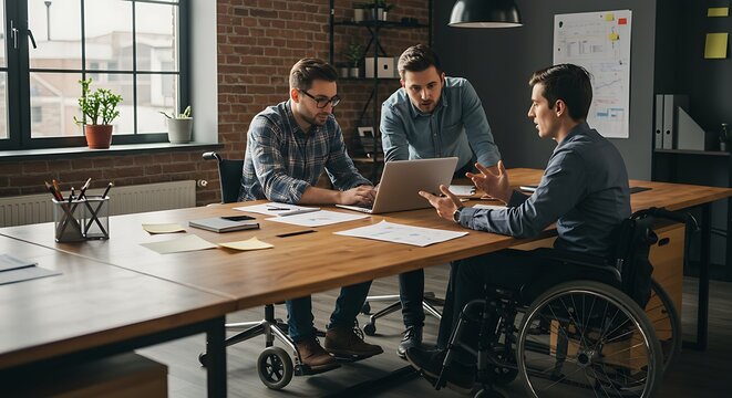 Inclusive Workplace with Colleagues Working Together in a Modern Office