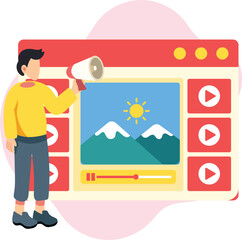 Video promotion on media platform illustration