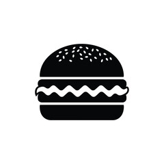Black hamburger icon with sesame seeds food fast food