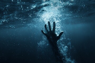 Underwater hand reaching