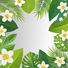 Fototapeta premium Polished round icon of a blooming frame with tropical flora, suitable for branding collateral, newsletters, and seasonal campaigns 