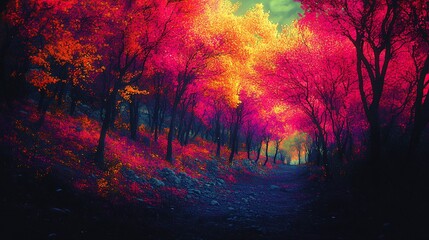 Vibrant forest path