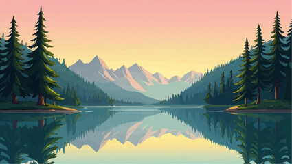 Tranquil Mountain Lake at Sunrise