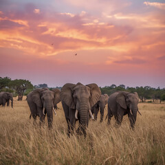 Fototapeta premium elephants in the savannah