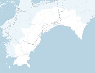 Fototapeta premium 日本の高知県と隣接する都道府県を含む、シンプルなロードマップ
