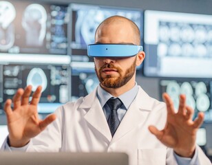doctor using vr headset for remote surgery telehealth