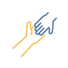 Helping hand icon. Assistance, empathy, support, kindness, help. Vector thin line illustration. Editable stroke.