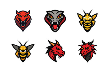 Obraz premium Wild predator head mascots in classic team logo composition Color Vector illustration